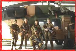 Australian Diggers at Dili Heliport during windown ops Timor Leste 2004.
