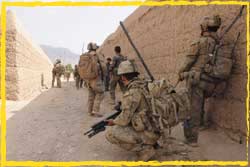 MTF4 8/9RAR Diggers prepare to patrol along the Helmand at Char Cheneh Uruzgan in May.