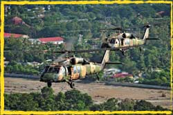 Aussie TLAG Black Hawk helos over Dili, Timor Leste.