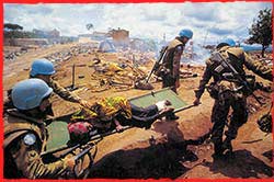 2RAR troops rescue survivors at Kibeho Rwanda 1995