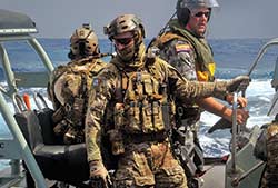 HMAS Toowoombas Enhanced Boarding Party including Clearance Divers from CDT1 and 4 in the Gulf of Aden.