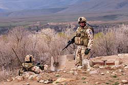 5RAR Diggers from RTF1 conduct overwatch near Barakzai Tiri Valley in March 2007
