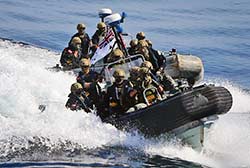 HMAS Melbourne RHIB mounted Boarding Parties rehearse for Counter Narcotics Ops off Pakistan's Makran Coast
