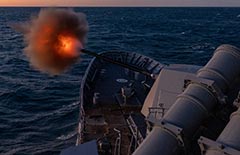 Exercise Malabar Guam HMAS Warramunga 127mm Mark 45 Mod 4 gun system
